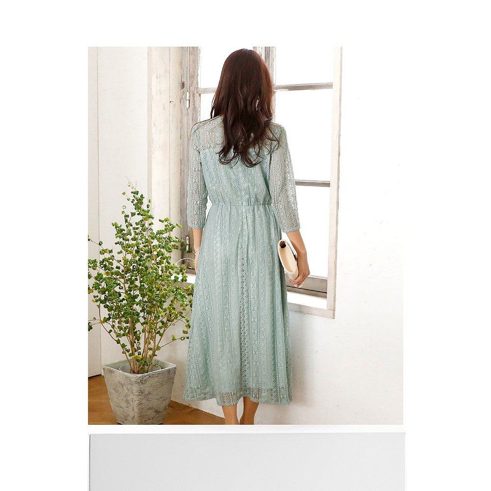 日本直邮 pourvous全蕾丝长裙浅婚纱 天猫国际探物日本连衣裙