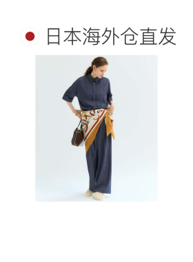 日本直邮23区 羊毛羊绒披肩 赤陶色几何图案围巾