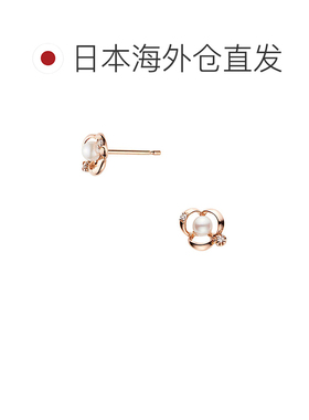 日本直邮VENDOME AOYAMA K10玫瑰金Akoya珍珠钻石耳钉耳环AJAA231