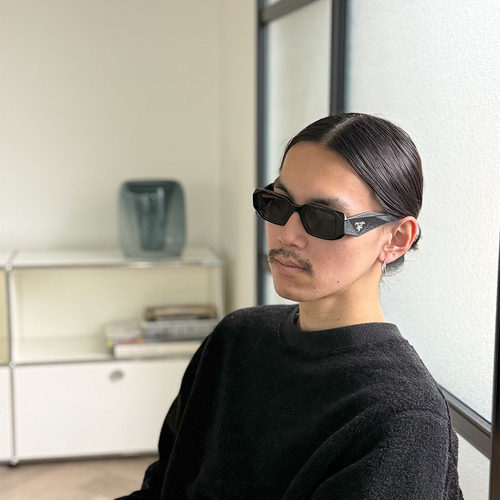 日本直邮Prada 标志太阳镜 SPR 17W 男士方形全框三角形徽标眼镜 - 图0