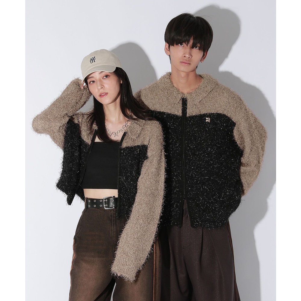 1h可退 Anui男女同款短款宽松羽感针织开衫 146897 - 图2