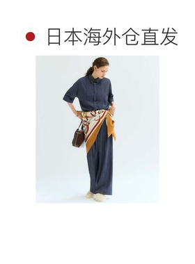 日本直邮23区 羊毛羊绒围巾 绿色腰带花纹