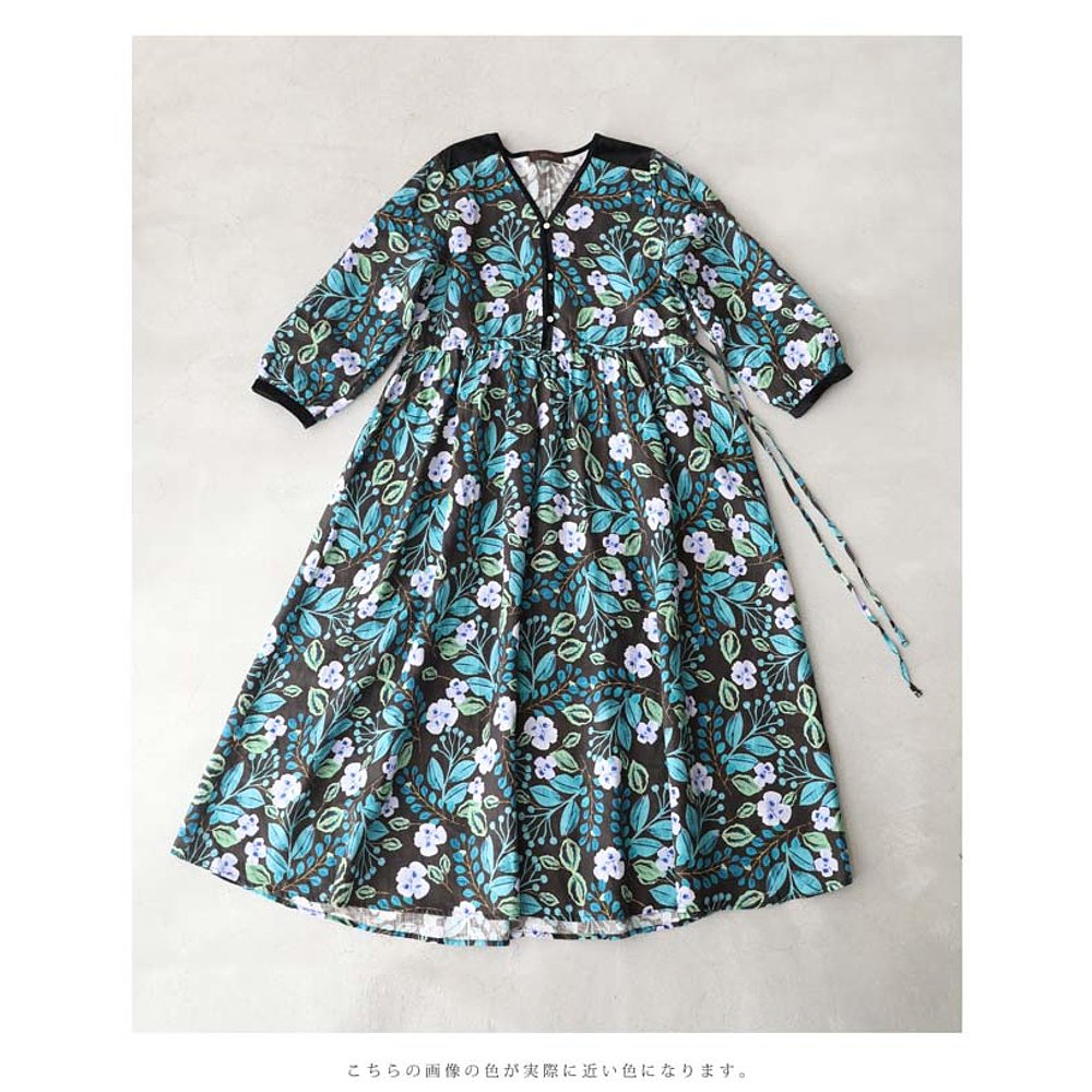 日本直邮SL兼容 一件华丽的绿色植物长裙 - 图2