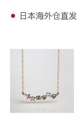 1h可退 日本直邮cui-cui 天然紫水晶蓝托帕斯三色K10YG金项链 782