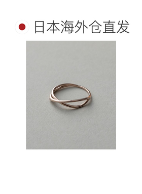 日本直邮ete 女士K18雾粉金钻石交叉戒指 630717配饰