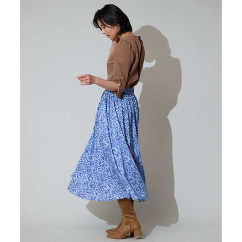 日本直邮TIARA 女士印花拼色宽摆长裙 A0143FS332 【付后1h可退】 - 图3