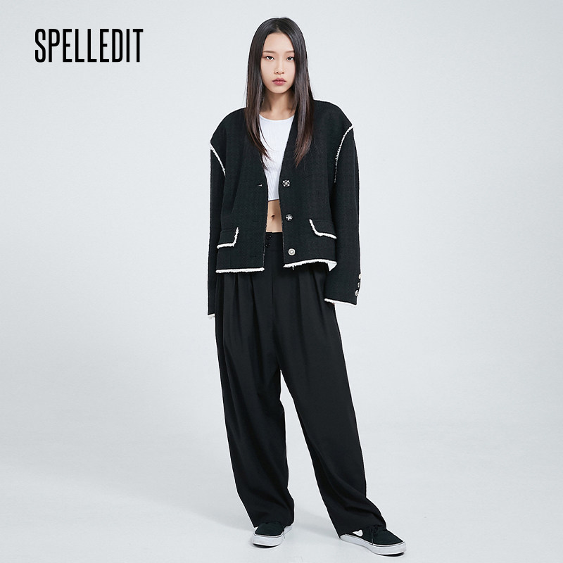 spelledit2022春季新品v领夹克 SPELLEDIT海外短外套