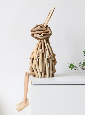 居慢生活木质装饰兔子摆件