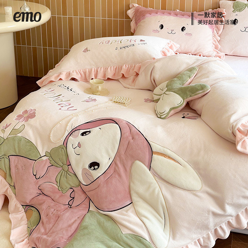 一默ins复古小清新碎花三四件套少女床裙床单被套宿舍单双人床上