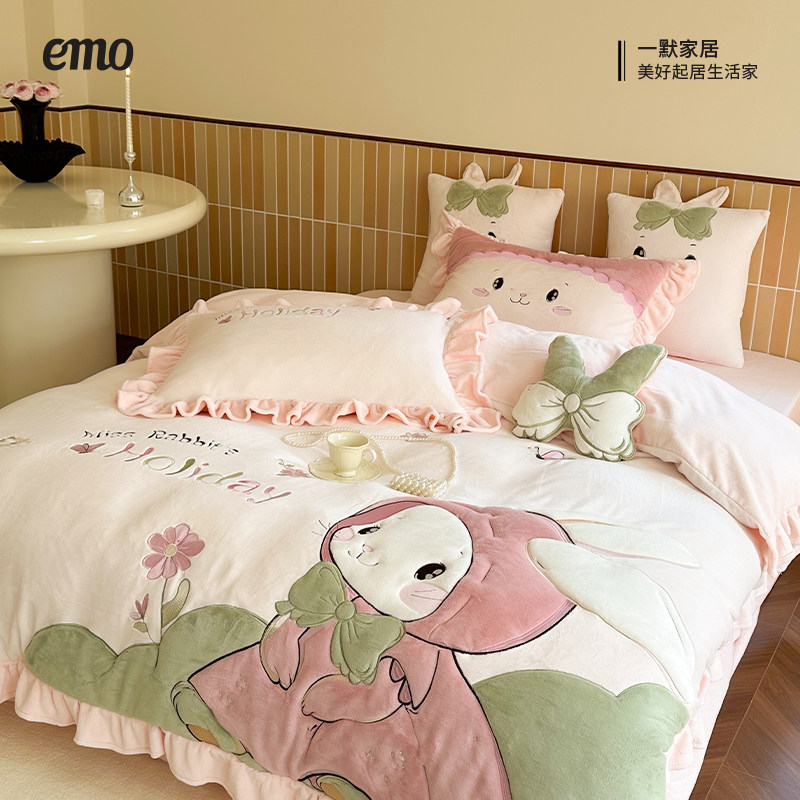 一默ins复古小清新碎花三四件套少女床裙床单被套宿舍单双人床上