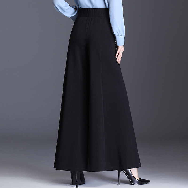 向婉旗舰店黑色阔腿裤女2022年新款春季高腰垂感大喇叭裤鱼尾裤休闲裤长裤裙1