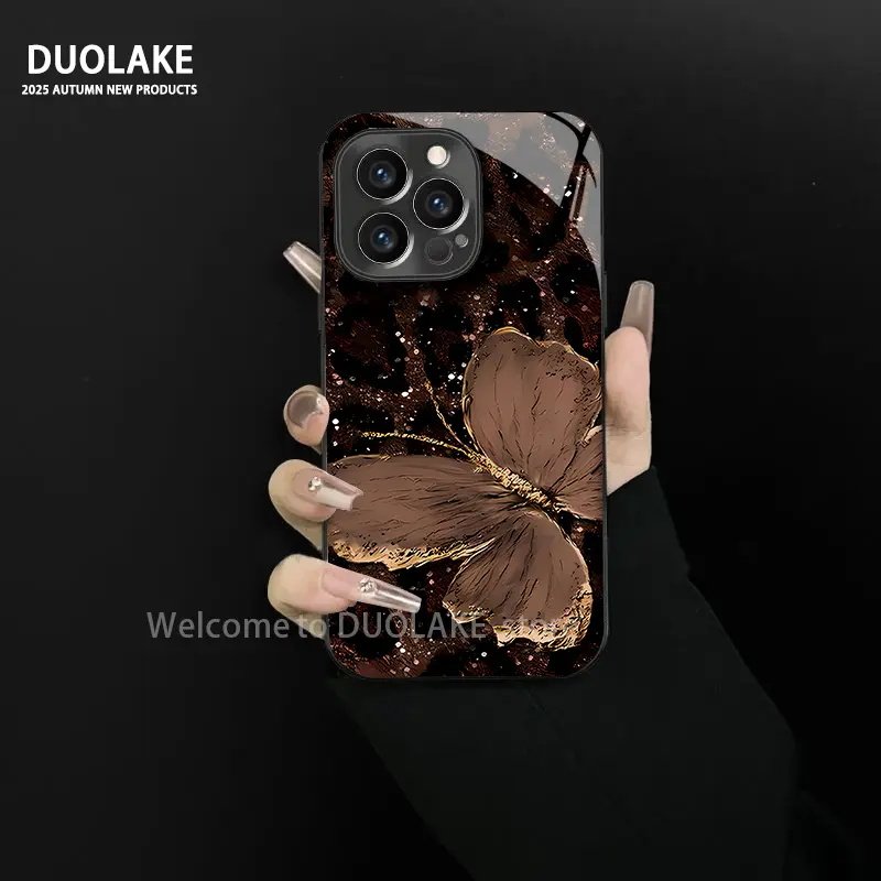 电镀玻璃豹纹蝴蝶适用苹果17PROMAX手机壳iPhone16/15秋冬新款华为MATE60PRO高级PURA80甜酷RENO14防摔X300女,淘宝优惠券,粉丝福利购,淘宝优惠卷