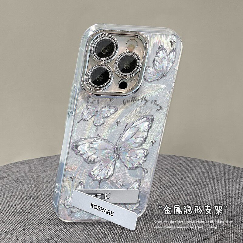 梦幻蝴蝶适用苹果15PORMAX手机壳iPhone14/11精孔羽纱华为PURA70高级MATE60超火VIVOS19INS小米14清晰红米k70