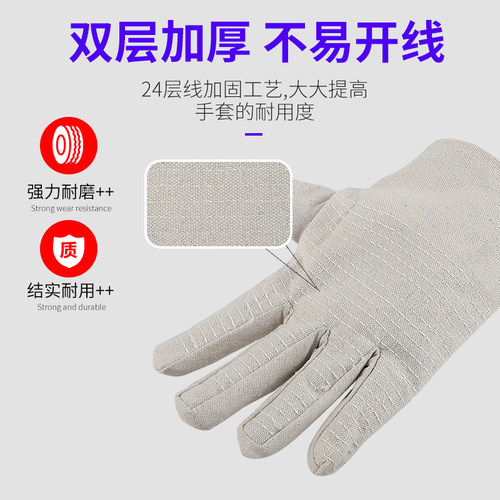 帆布手套劳保耐磨工作电焊加厚防护焊工机械工地干活双层24线全衬 - 图1