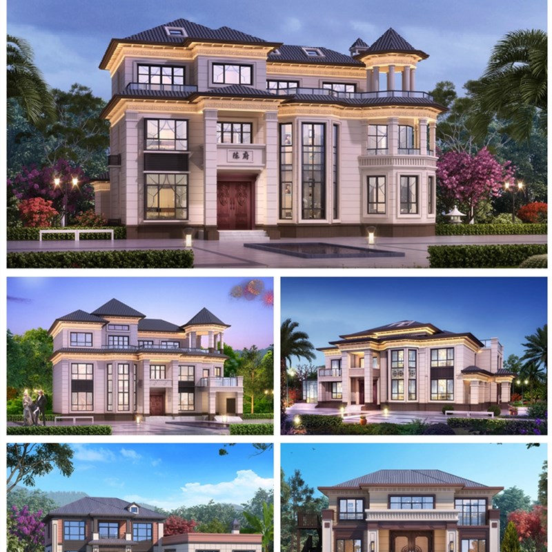 Rural self-built house villa design two-and-a-half-three-story house B&B old house renovation construction drawing renderings design