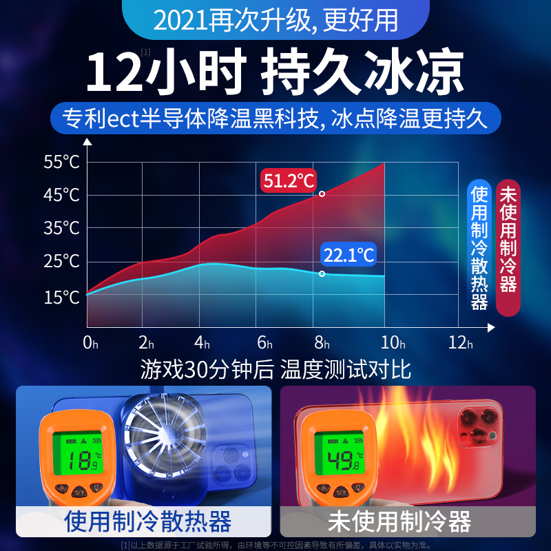 手机散热器降温神器可充电无线直播手柄卡扣式超静音风扇吃鸡新款背夹适用苹果华为小米iqoo王者荣耀oppo黑鲨