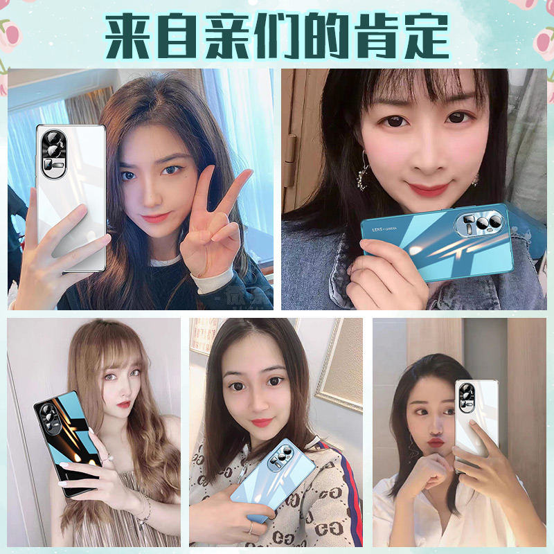 适用opporeno10手机壳电镀玻璃reno10pro新款reno10Pro+保护套镜头全包十防摔oppo女por高级感0pp0男情侣外壳