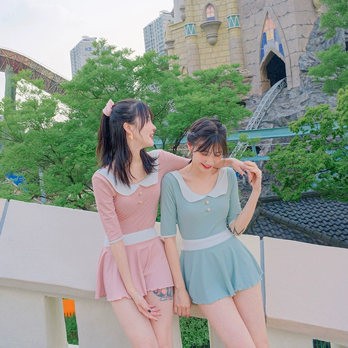 Брендовый комплект для школьников, купальник, средство для принятия ванны, Южная Корея, французский стиль, высокая талия