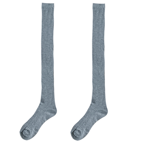 purpleguys竖条纹堆堆袜子女薄款miu系芭蕾风日系过膝长筒小腿袜 - 图3