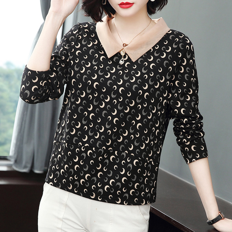 长袖t恤女有领2020秋装新款打底衫 贝玲萝T恤