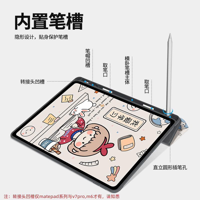 华为matepad11保护套带笔槽matepad10.4保护壳硅胶平板v7pro全包matepadpro10.8英寸防摔荣耀v6m6三折式电脑 - 图1