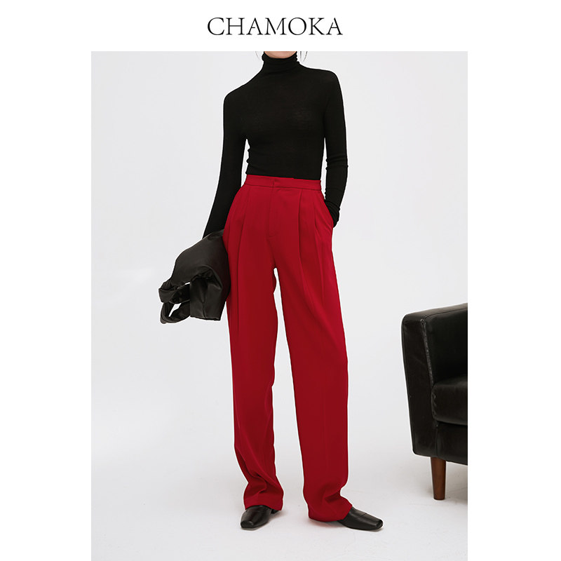 夏莫卡春季简约通勤ol气质款长裤 夏莫卡休闲裤