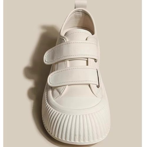 热卖真皮魔术贴小白鞋女2025春季新款休闲百搭饼干鞋学生厚底运动 - 图1