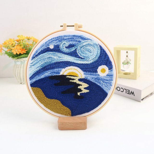 TRMER Fiber Stamp Embroidery DIY Material Pack ຂອງຂວັນ