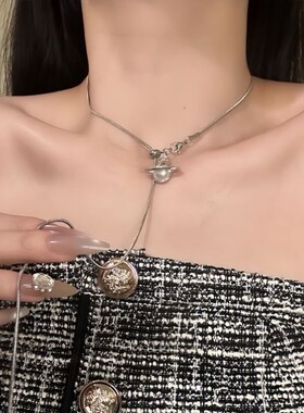 【以花遥祝】超仙网纱玫瑰花朵长项链可抽拉choker锁骨链配饰颈链