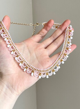 Vintage古着新中式国风复古choker颈链项链女款2025新蕾丝锁骨链