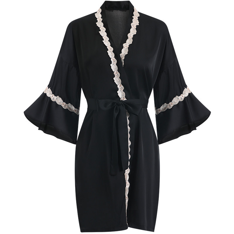 澄澈性感女士冰丝吊带两件套睡袍 澄澈睡衣/家居服套装