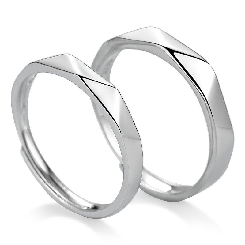 网红同款日韩简约纯银一对情侣戒指 兽志戒指/指环