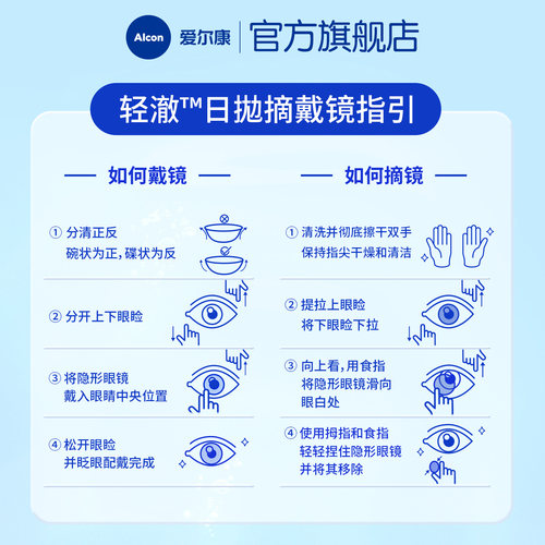 爱尔康轻澈日抛5片装硅水凝胶持久水润近视隐形眼镜分层含水进口 - 图3