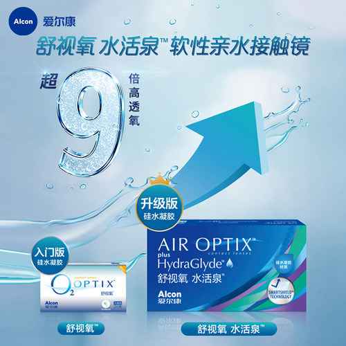 爱尔康视康水活泉6片硅水凝胶近视隐形眼镜月抛运动双重保湿水润 - 图0