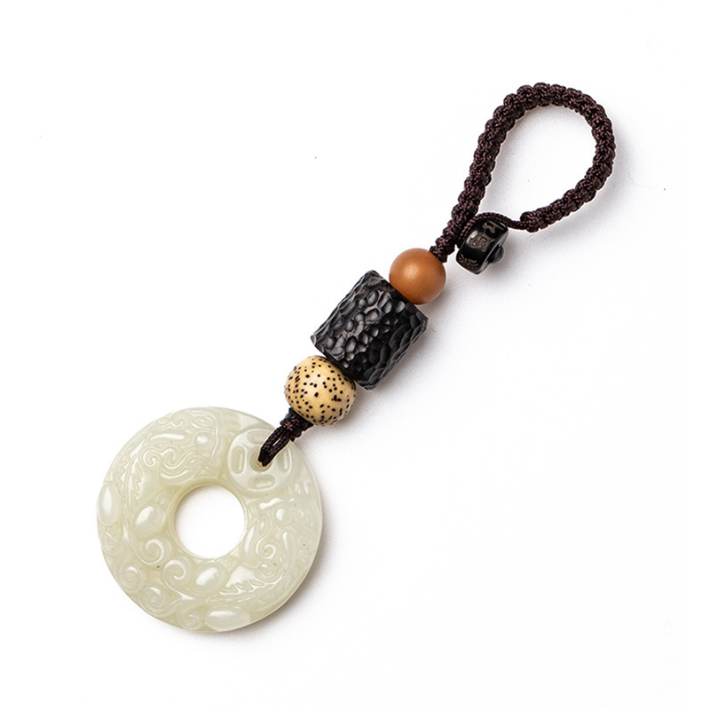 和田玉奔驰宝马奥迪车钥匙扣貔貅平安扣挂件汽车钥匙链玉石挂件女 - 图3