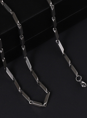 银色锁骨链菱形钛钢项链