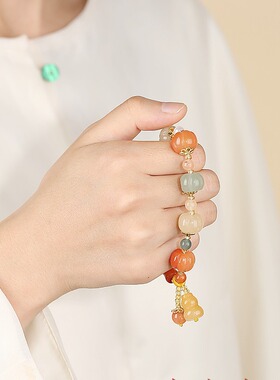 多彩南瓜手串手链招财轻奢小众男女学生精致情侣手串树脂串珠配饰