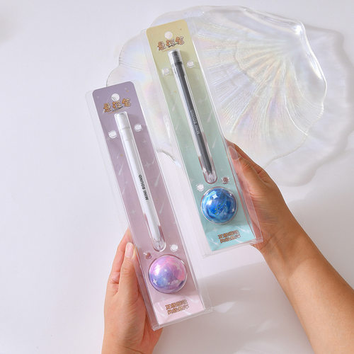 星球悬浮笔中性笔学生用刷题笔黑笔考试文具磁力笔磁吸笔减压转转全针管黑色水笔卡通初中好玩的趣味文具笔 - 图1