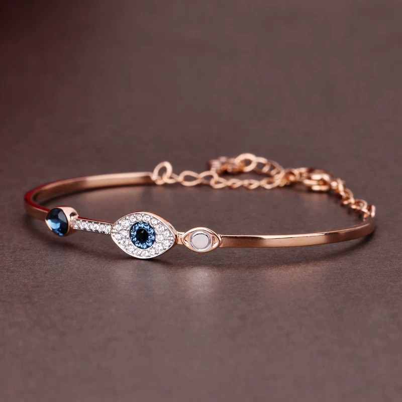 Браслет женский с кристаллом ушей Роза золото Devil's Eye Crystal Authentic Swarovski/