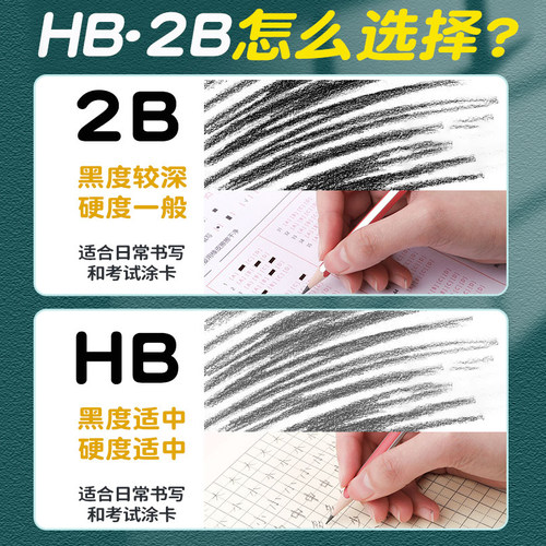 得力彩杆铅笔小学生考试必备文具一年级二年级开学儿童2b专用幼儿园初学者无毒hb涂卡笔三角杆素描笔带橡皮擦 - 图2