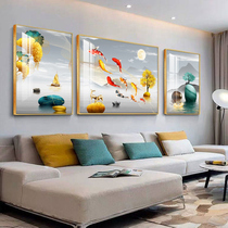 Modern minimalist nine fish living room decoration painting 2023 new Chinese New Chinese triptych sofa Background wall hanging painting