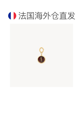 自营欧洲直邮YSL圣罗兰 CASSANDRE女士酒红色/金色珐琅黄铜吊坠