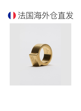 自营欧洲直邮Acne Studios 男女同款金色黄铜雕刻标志戒指