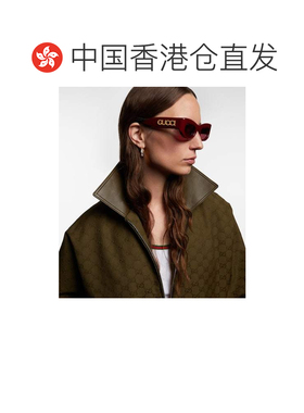 香港直邮Gucci 古驰 女士 徽标矩形太阳眼镜 red红色 舒适时尚
