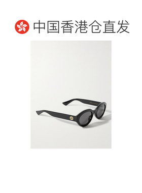 1h可退 香港直邮Gucci 古驰 女士 椭圆框太阳镜 GG1579S black黑