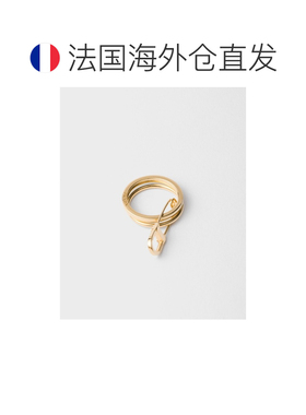 自营欧洲直邮PRADA普拉达 女士金色金属戒指指环