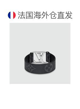 自营1h可退 欧洲直邮LV/路易威登 男士银色/黑色金属/帆布手链新