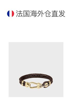 自营欧洲直邮HUGO BOSS雨果BOSS ORANGE棕色编织皮革手链 配金色
