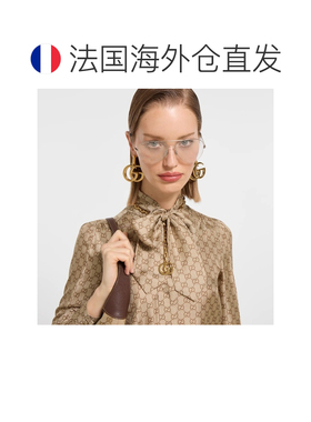 自营欧洲直邮GUCCI古驰 GG Marmont女士金色黄铜铝质链条项链吊坠