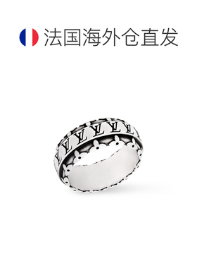 自营欧洲直邮LV路易威登 Drift男士银色纯银花卉图案戒指配饰